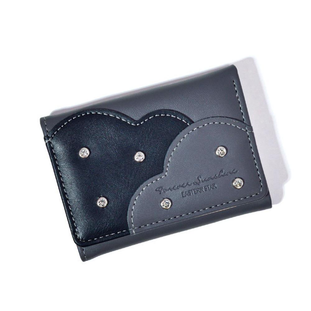 

Кошелек из ПУ кожи, ПУ, тройного сложения, держатель для карт, ультратонкая монетница, милый женский короткий кошелек, леди чёрный