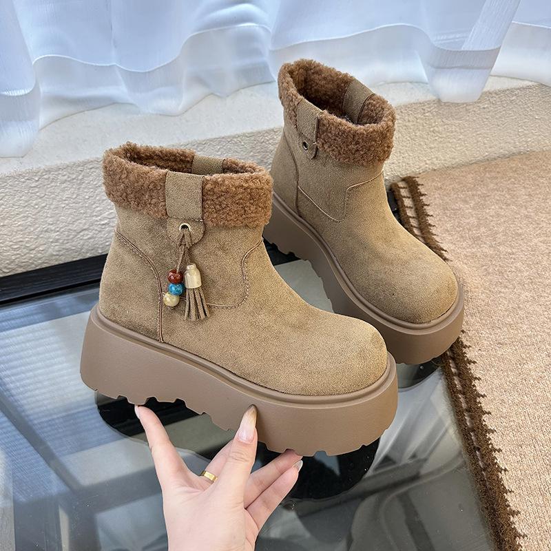 Women's Soft Elastic Winter Warm Cold Padded Snow Boots Thick Soles Non-slip Wear Outdoor Leisure Sports Furry Mouth Cotton Boots