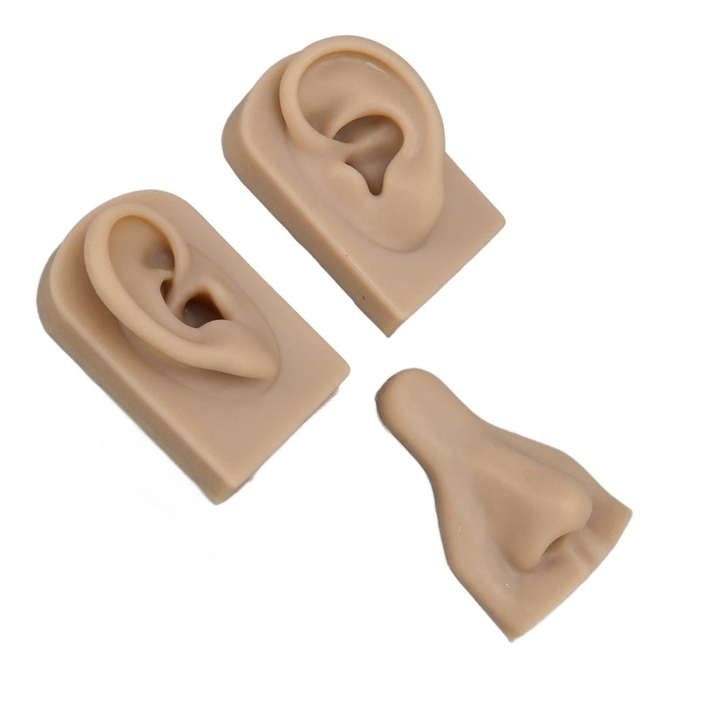 Silicone Piercing Practice Model Simulation Soft Flexible Nose Ears Model for Display Teaching Dark Skin Color