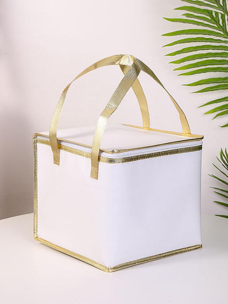 Birthday cake insulated bag, thickened hand-held aluminum foil insulated zipper refrigerated bag