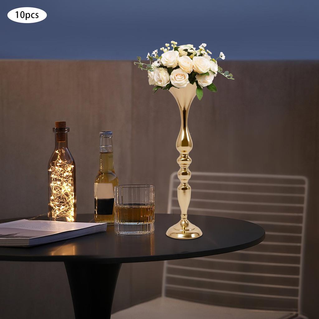 10Pcs Gold Candle Holders, European Iron Candle Stand, Elegant Candelabra, Tabletop Centerpiece for Wedding, Party, Home Decor