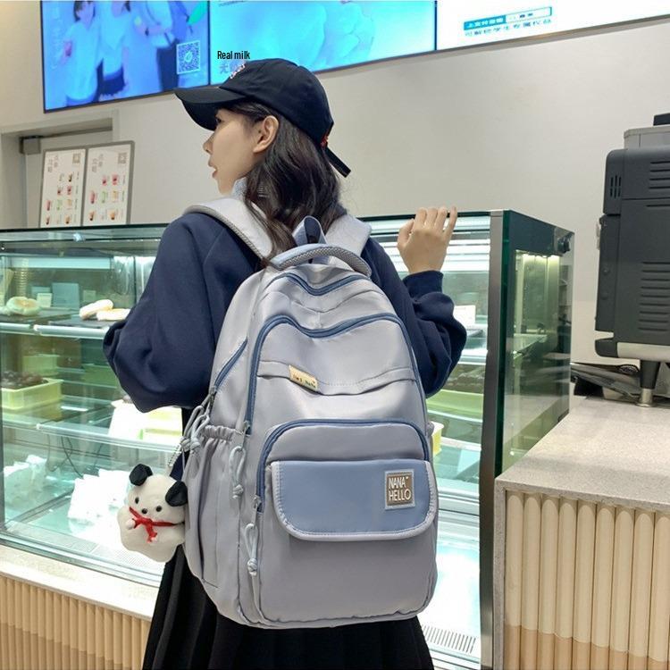 

Large Capacity Fashion Backpack for Men & Women: Sturdy, Durable, Trendy Shoulder Bag for Junior High Students зелёный