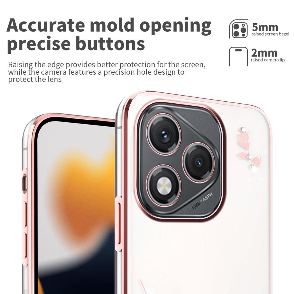 KADEM Für Honor 400 Lite 5G Hülle Blume Strass Dekor Galvanisiertes TPU Handyhülle