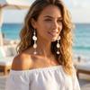 Bohemia Style Conch Shell Drop Earrings Handmade Long Tassel Earrings  Women