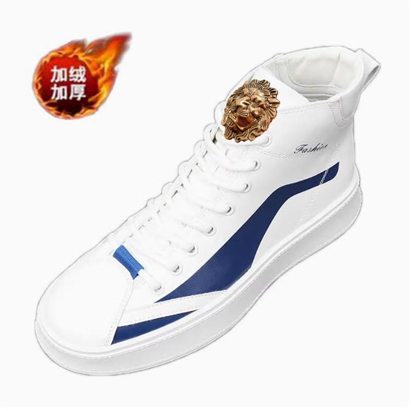 

European and American riding boots for men, Korean-style casual high-top shoes, thick-soled plush short boots A2 44