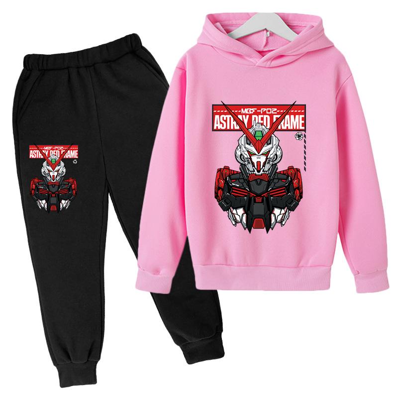 2025 Gundam Children Clothes Kids Suit Warm Sweater Girls Fleece Hoodies Pullover Sweatshirt Pant Winter Spring Girl Tracksuit