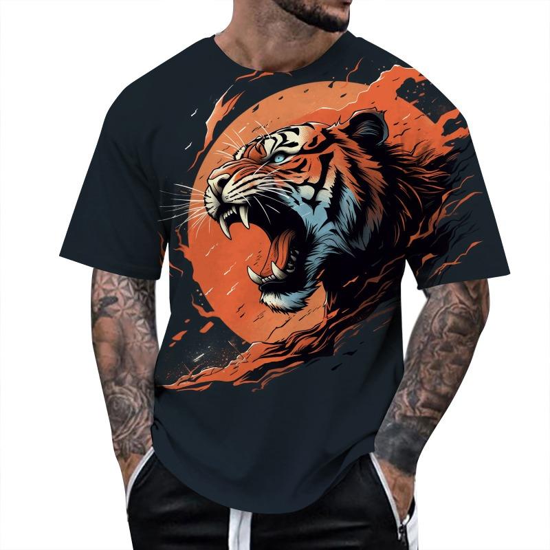 Summer Trend Short Sleeved 3D Digital Printed Animal Loose T-shirt Top