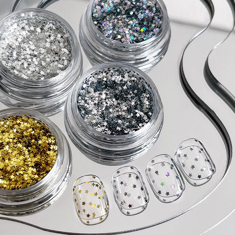 1 Box 3D Shiny Star Nail Art Sequins Star Glitter Sequins Flakes DIY Manicure Ornaments Nail Supplies