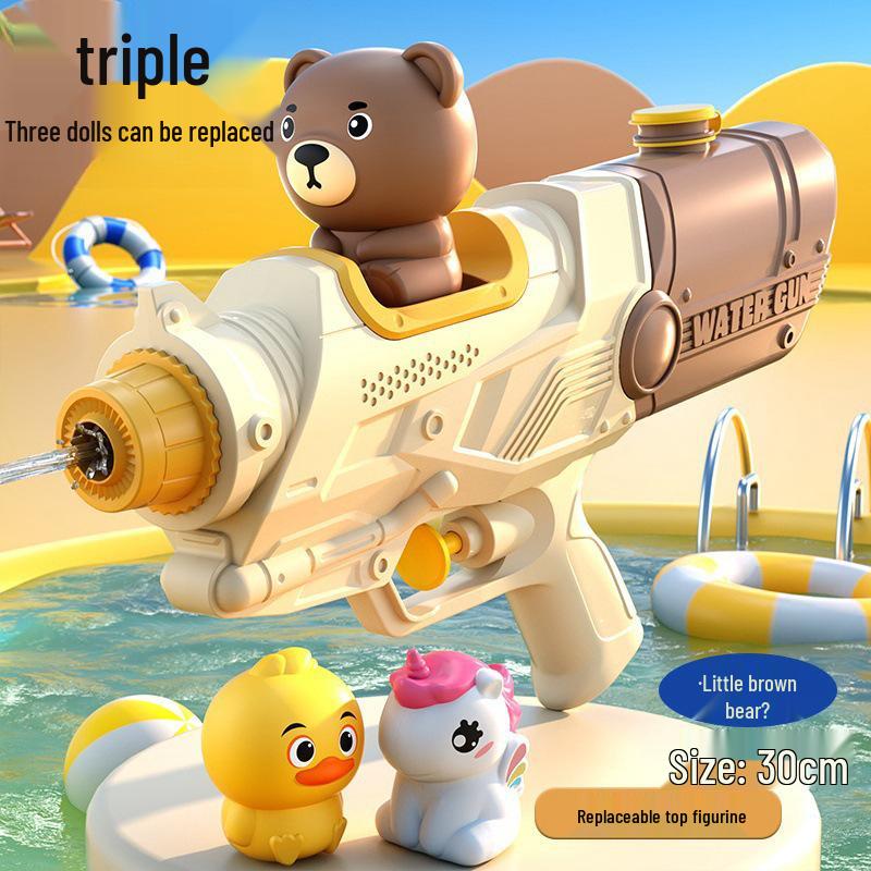 Double Nozzle Water Gun Toy: Little Horse, Dinosaur, Duck & Shark Squirt Gun