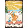 Metal Wall Art Vintage Pink Flamingo Poster for Bar