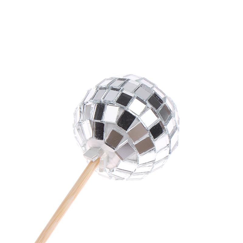 10Pcs 2/3Cm Shiny Mirror Balls Cake Topper Cupcake Toppers With Wooden Sticks Birthday Wedding Dance Party Cake Decoration