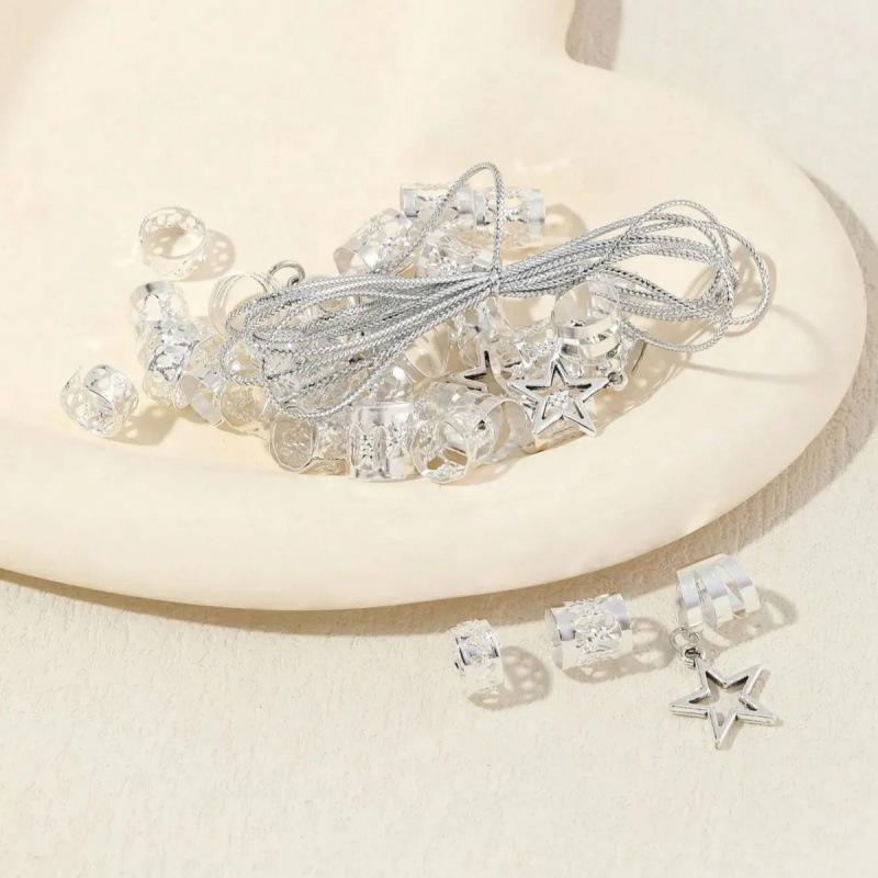36-Piece Star Dreadlock Hair Rings - European & American Hot-Selling Style