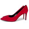 Pristine SAINT LAURENT Pumps Pointed Toe Stiletto Heels Red Suede Leather 37.5 Used