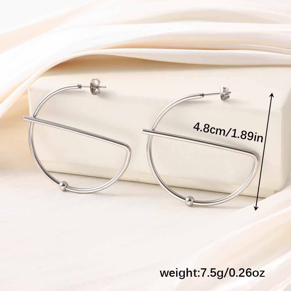 European & American Hollow Circle Bar Earrings – Fashionable, Stylish Studs for Women
