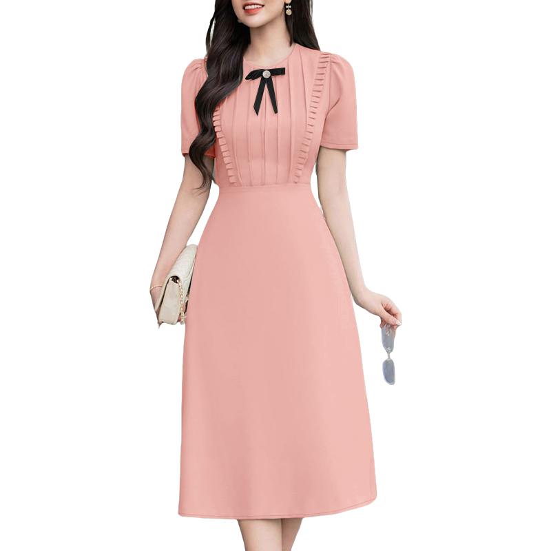 

ZANZEA Женское элегантное платье с бантом, круглым вырезом, повседневное летнее платье с коротким рукавом 5XL