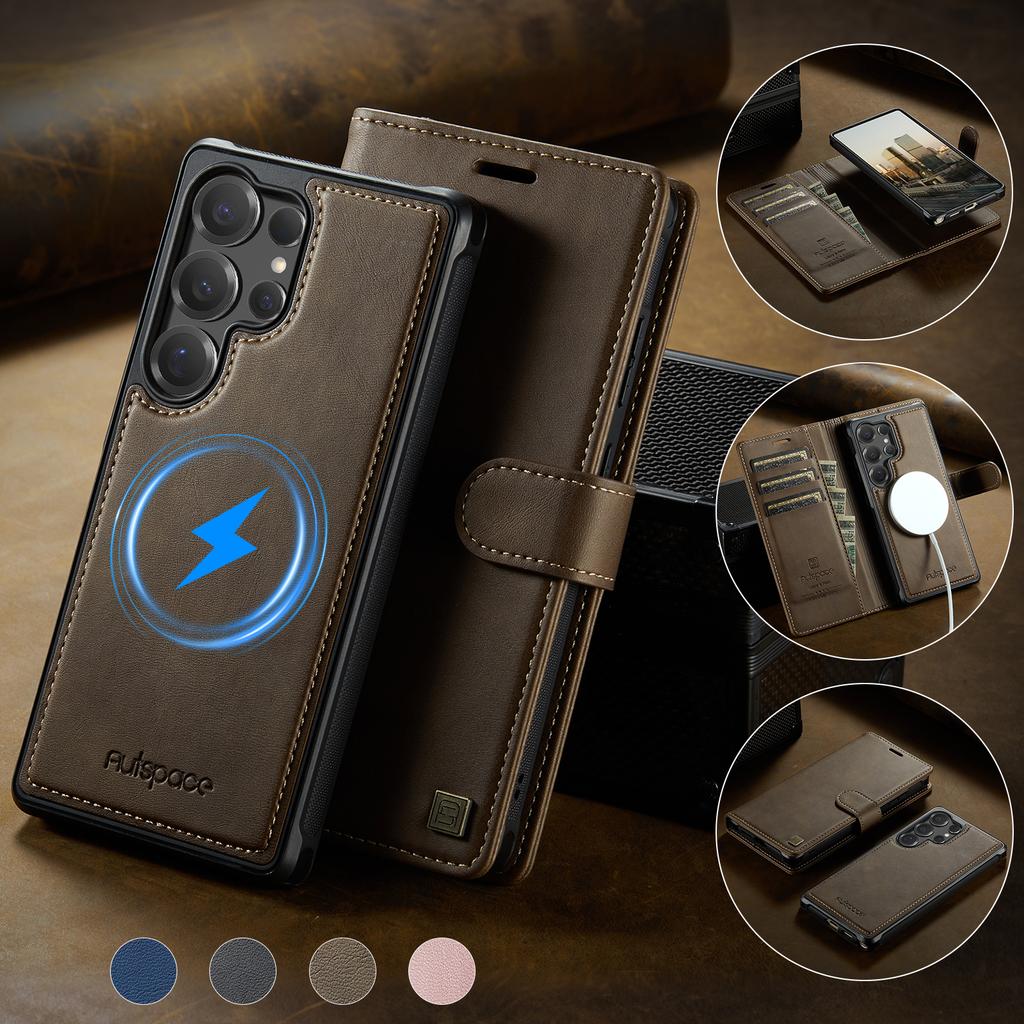 2 In 1 Detachable Magnetic Leather Flip Wallet Phone Case For Samsung Galaxy S26 UITRA S25 Plus S24 FE Wireless Charging Cover