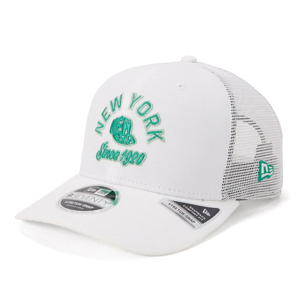 

New Era Golf Mesh Cap with Stretch Sizes GF ARCH NER36G0729 Snaps, White, M/L, 970SSTR, LOGO, WHT, 14439902,