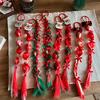 Christmas Children'S Hair Accessories Red Bow Santa Lantern Wig Braid Hair Ring Bubble Braid Wig Headband
