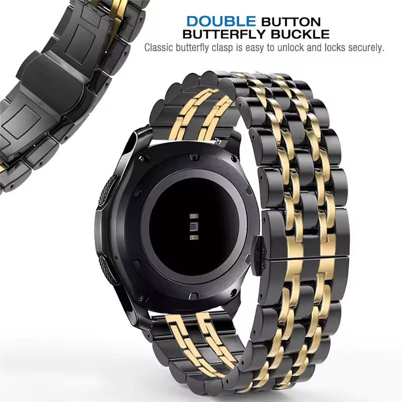 22mm 20mm Stainless Steel Strap For Samsung Galaxy Watch 7 6 4 5 45mm Gear S3 46mm 42mm Active2 40 44mm Band for Amazift BIP 2 GTR Metal Bracelet