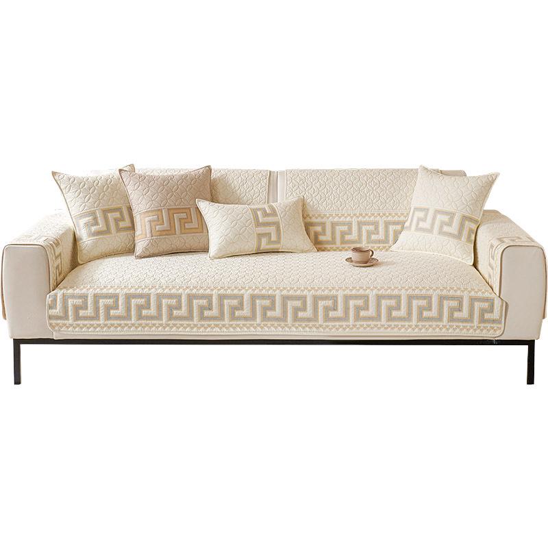 2024 Non-Slip All-Cotton Sofa Cushion Cover for Solid Wood Sofa - Four Seasons Universal Design