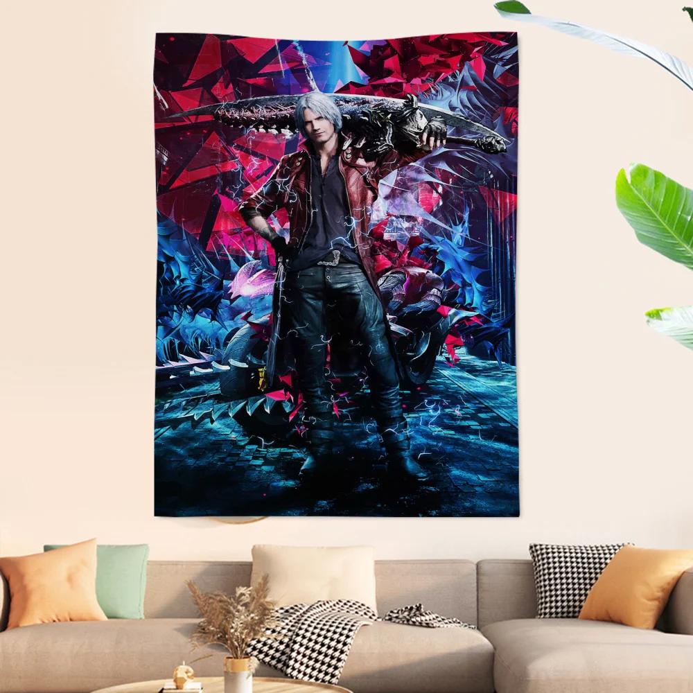 Game Devil May Cry Anime Tapestry Hippie Flower Wall Carpets Dorm Decor Cheap Hippie Wall Hanging