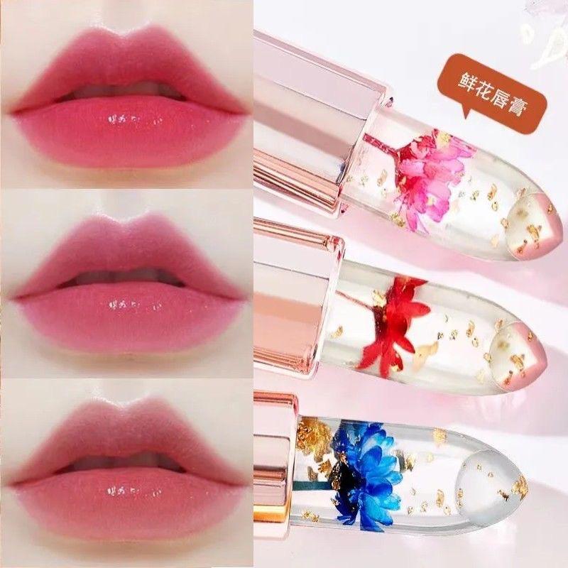 Color-Changing Flower Jelly Lipstick: Moisturizing, Long-Lasting, Non-Sticky, Non-Fading, Temperature-Adaptive Lip Balm, Safe for Pregnant Women.