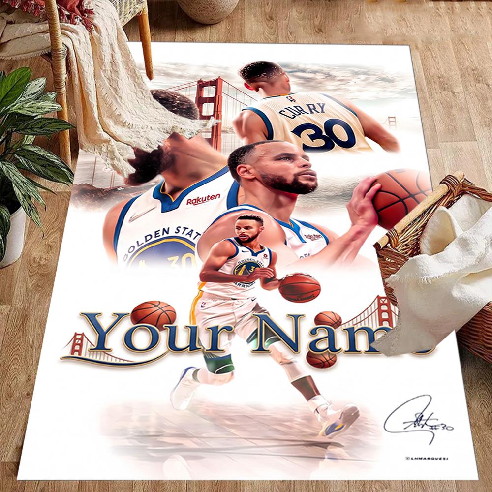 Golden State Curry Customize Text Carpet Perfect for Playrooms Dormitory Decorate Room Dining Room Anti-slip Rug Anime Office Decor Wedding Party Gift
