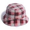 Faux Fur Winter Bucket Hat for Women Fashion Retro Lattice Soft Warm Fishing Cap Outdoor Foldable Hat Fisherman Hat