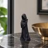 3D Printed Hooded Robe Ornament, Matte Black Faceless Monk Figurine, Gothic Style Sculpture, for Halloween Indoor Outdoor Decor
