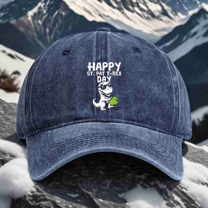 Happy St Pat TRex Day Graphic Baseball Cap Adult Unisex Casual Polyester Adjustable Outdoor Cap