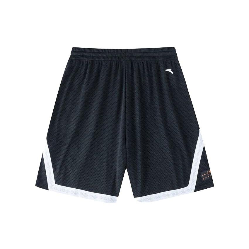 Anta Competition Series Color Block Letter Print Lace-Up Basketball Training Shorts Men Shorts Basic-Black 152331350-3