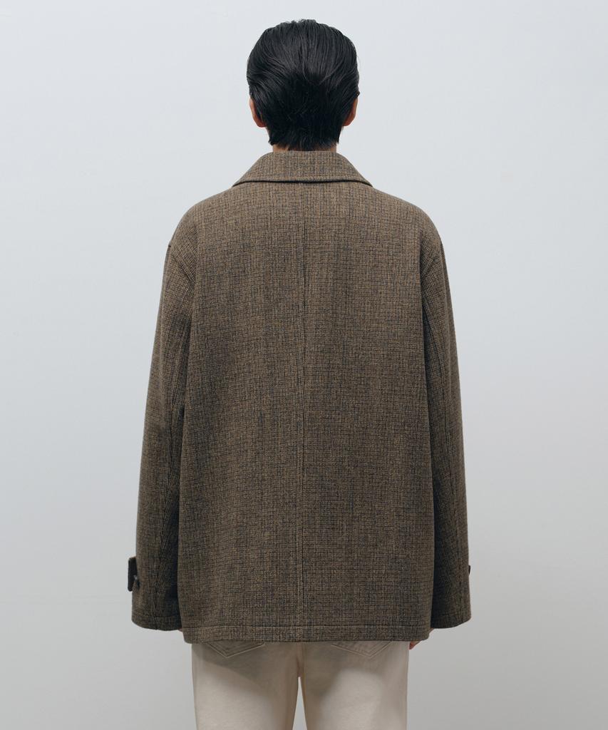 Musinsa Standard Wool Blend Tweed Oversized Half Balmacaan Coat [Brown]