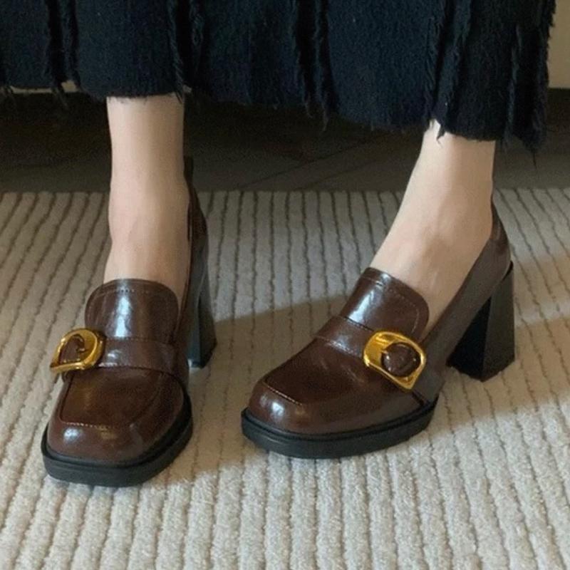 Fashion High Heels Women Mary Jance Shoes Dress Fashion Lolita Leather Shoes Chunky Designer Woman Pumps 2025 Summer New Zapatos Mujer