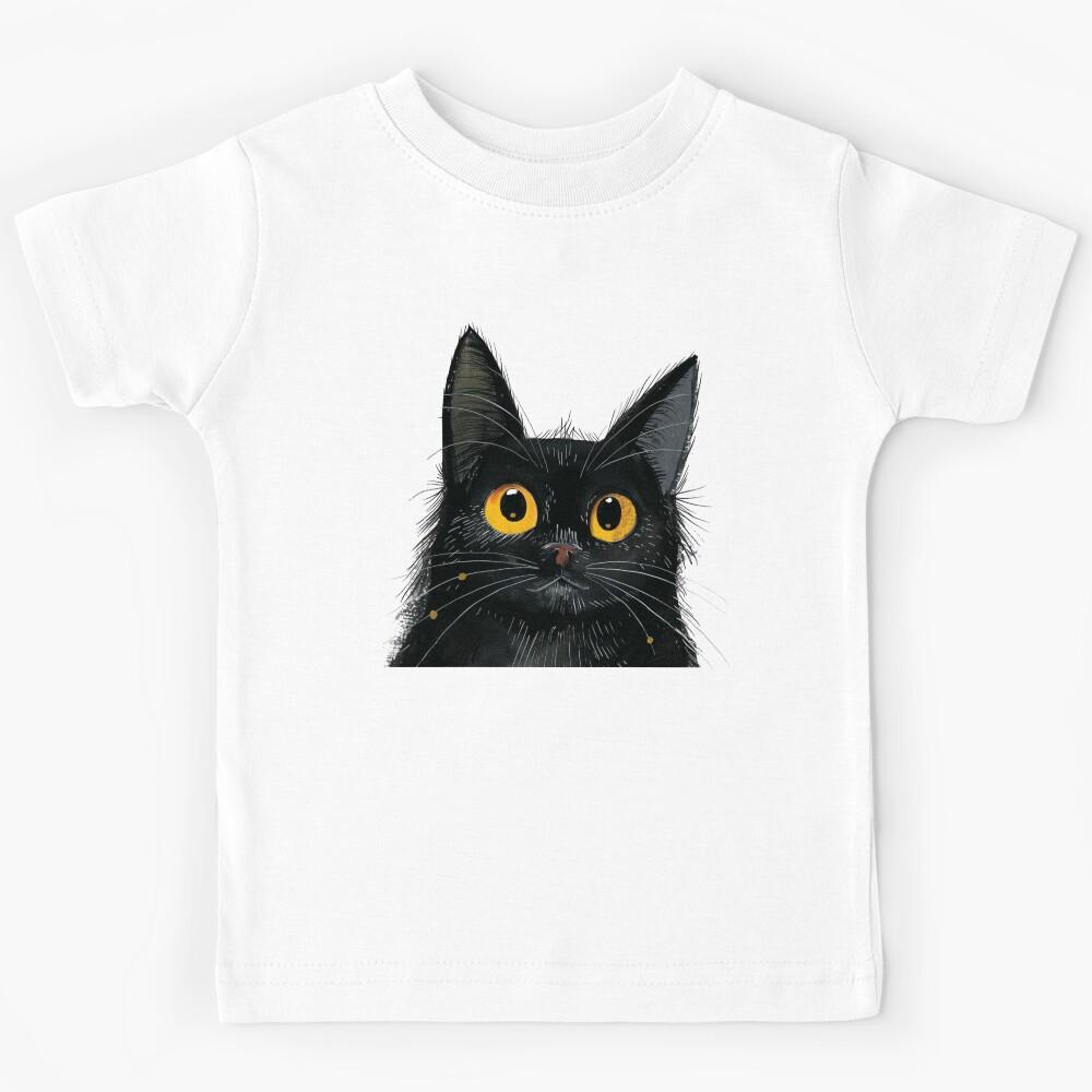 minimalist black cat Kids T-Shirt 150