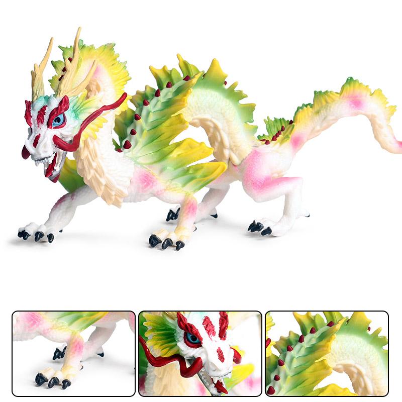 Oenux Original Mythical Chinese Dragon Dinosaurs Action Figures Animals Model Solid PVC Decoration Collection Kids Toy Gift