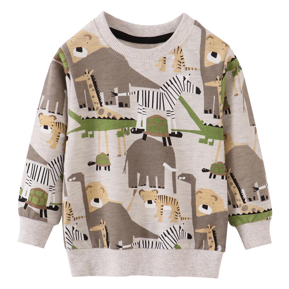 Boys' Long Sleeve Cartoon Knitted Cotton Sweatshirt - Autumn European & American Style Children's Clothing