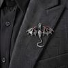 Long-lasting Dragon Pin 2Pcs Rhinestone Flying Brooch, Western Winged Lapel Pin, Alloy Brooch Sweater Cardigan Coat Suit Scarf Decor, Men Jewelry