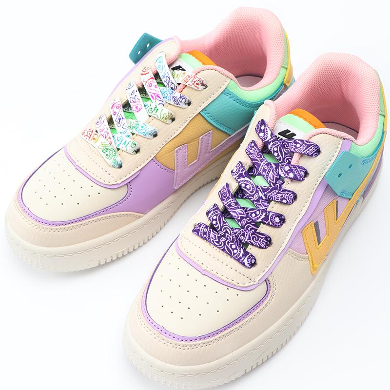 Flat Shoelaces Cashew Flower Basketball Shoe Laces For Sneakers Hand-painted Printing Sports Shoelace Shoestrings 1 Pair