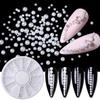 Mix Sizes White Nail Art Tip Half Pearls 3D Nail Beads Stone Rhinestone Decoration In Wheel DIY Beauty Decor Manicure Supply