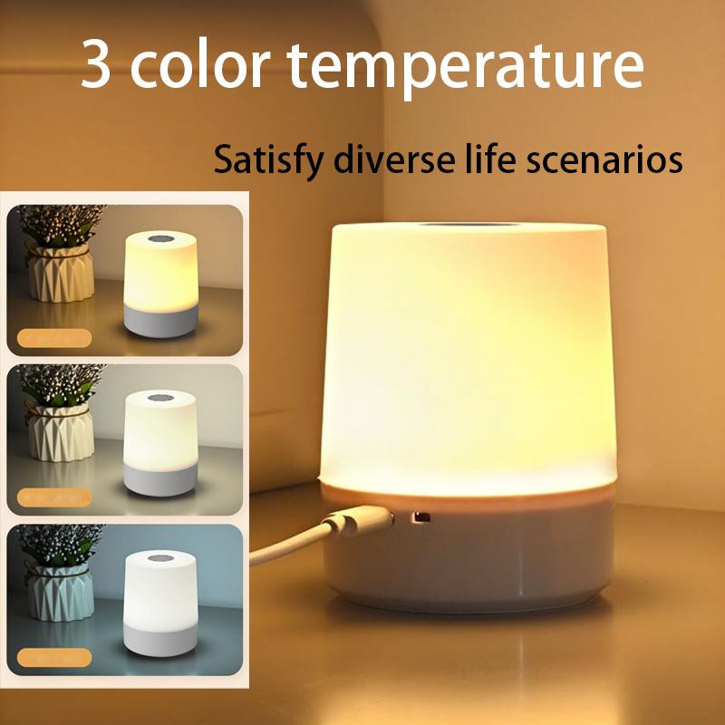 Touch Night Lamp USB LED Lamp Remote Control Switch Rechargeable Three Colors Lights Bedroom Portable Table Bedside Night Lamp