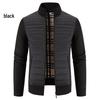 Men's Plus Size Color Block Stand Collar Velvet Cardigan Sweater - Warm, Thickened Knitted Outerwear for Autumn and Winter.