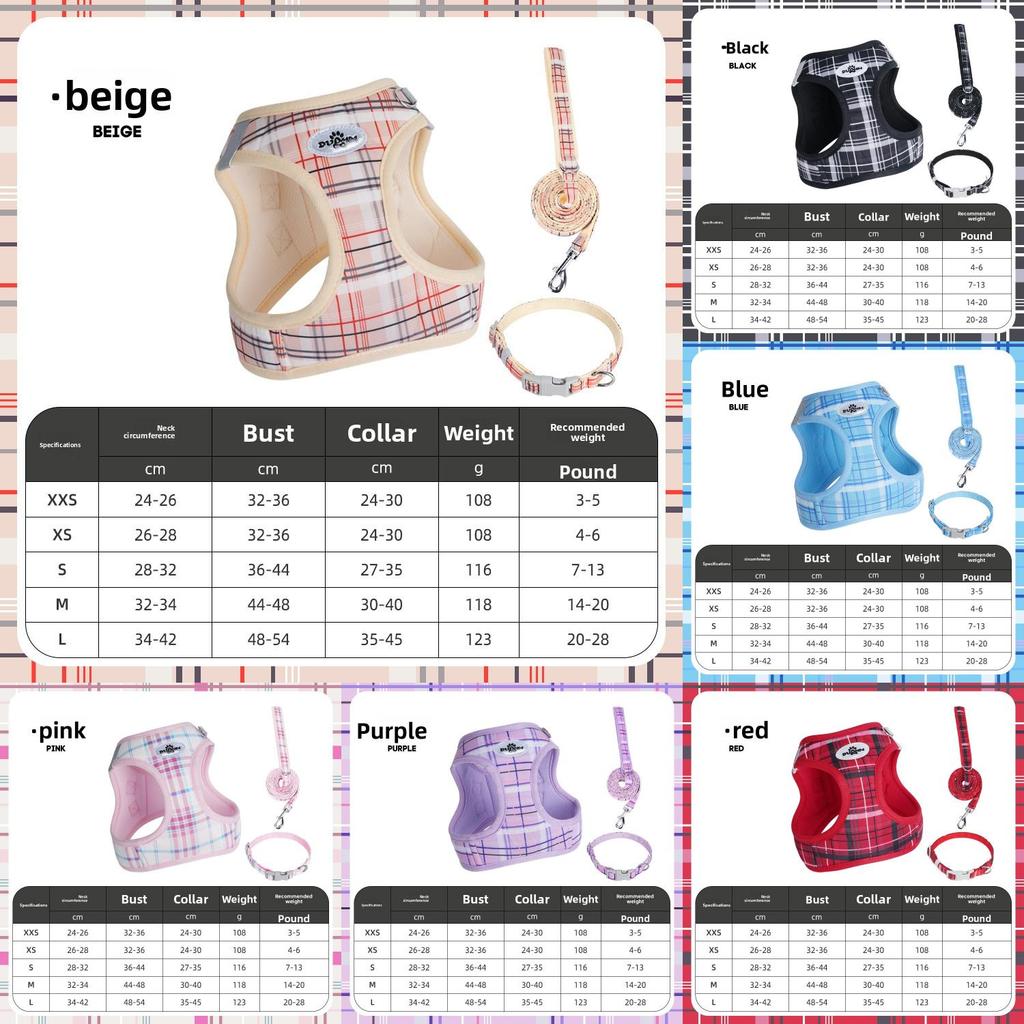 Dog Walking Harness Kit With Non Extendable Leash And Collar For Small Pets