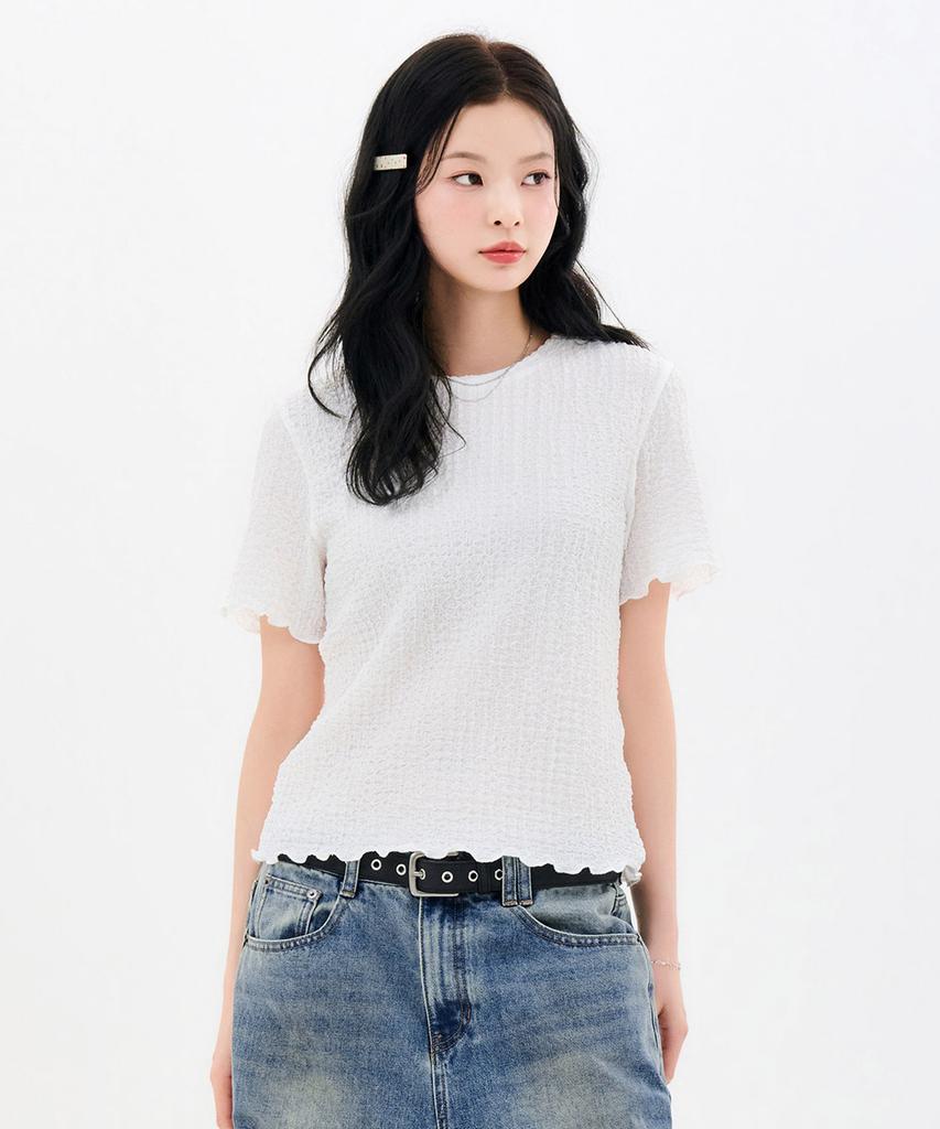 CHASECULT Women'S Crinkle Short Sleeve T-Shirt-Fbrg5868D01