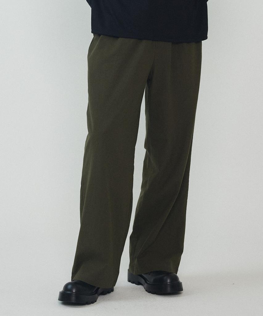ANALOG MOOD Linen Cotton Semi-Wide Pants (Khaki)