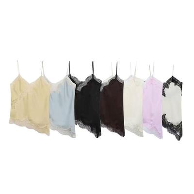 Top Camisola Sexy con Ribete de Encaje Estilo Europeo y Americano Verano 2025