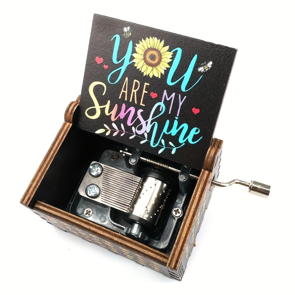 You Are My Sunshine Music Box, Hand Cracked Wooden Retro Laser Engraved Small Music Box Gift, for Birthday/Christmas/Anniversary/W/Valentine's Day