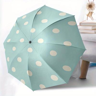 1pc Polka Dots Light Blue Auto Cute Umbrella   Auto Open/Close Folding Umbrella with  8 Rib Frame, 3 Fold Compact Umbrella for Men & Women