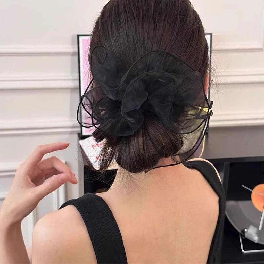 Natunofu Hair Hair Hair Hair Korean Solid Small Item Tie, Scrunchie, Black, Accessory, Stylish, Non-Stain, Tie, Tie, Stylish, Cute, Style, Simple,