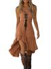European & American Retro Gothic Women's Halloween Dress with Lace Trim and Drawstring