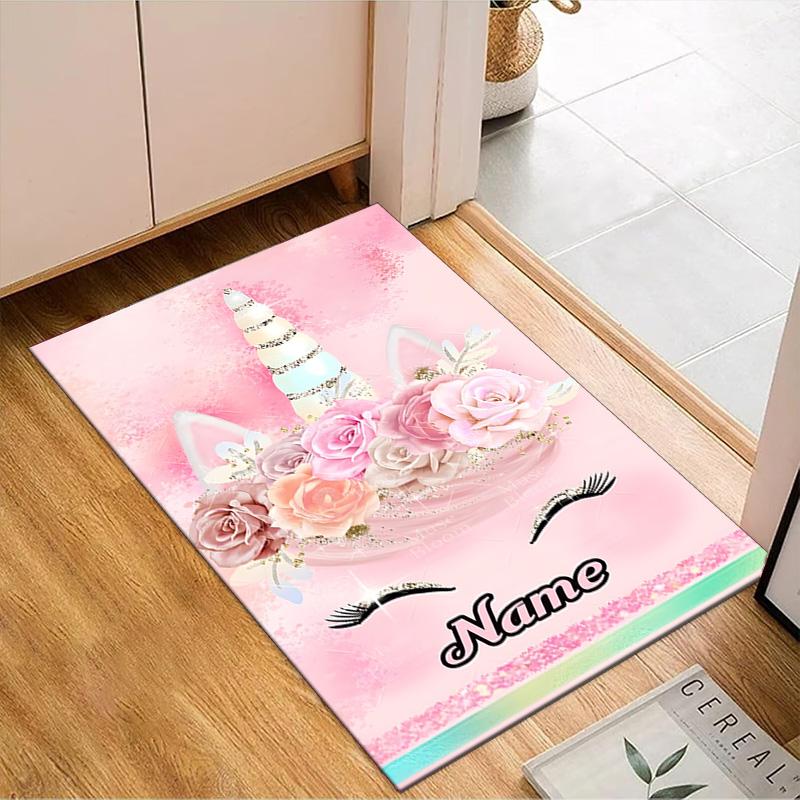 Custom Name Unicorn Fantasy  Rug for Living Room, Game Rooms, Office, Bedroom, Floor Mat Playful Design, fan gifts Christmas decor